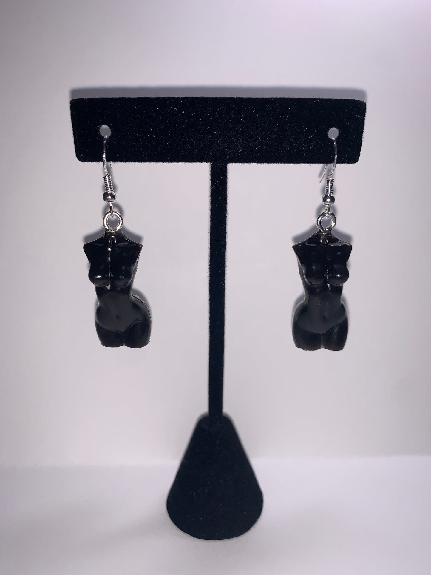 Mini Woman Body Earrings - Black