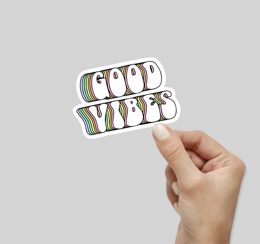 Good Vibes Rainbow Retro Sticker
