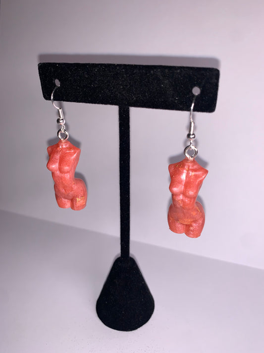 Mini Woman Body Earrings - Pink & Gold Flake