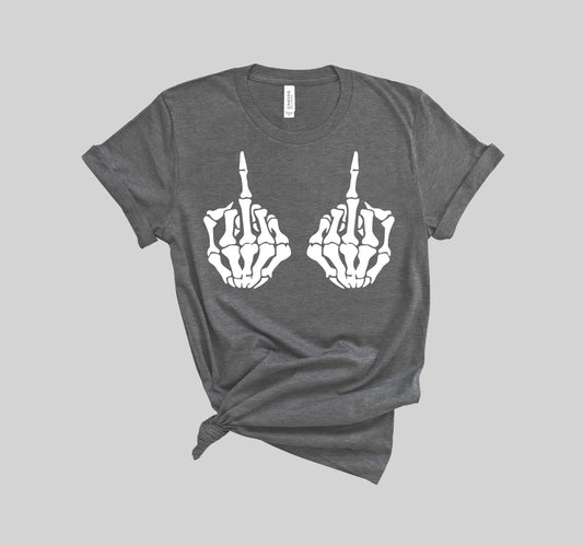 Middle Finger Skeleton Hand Shirt